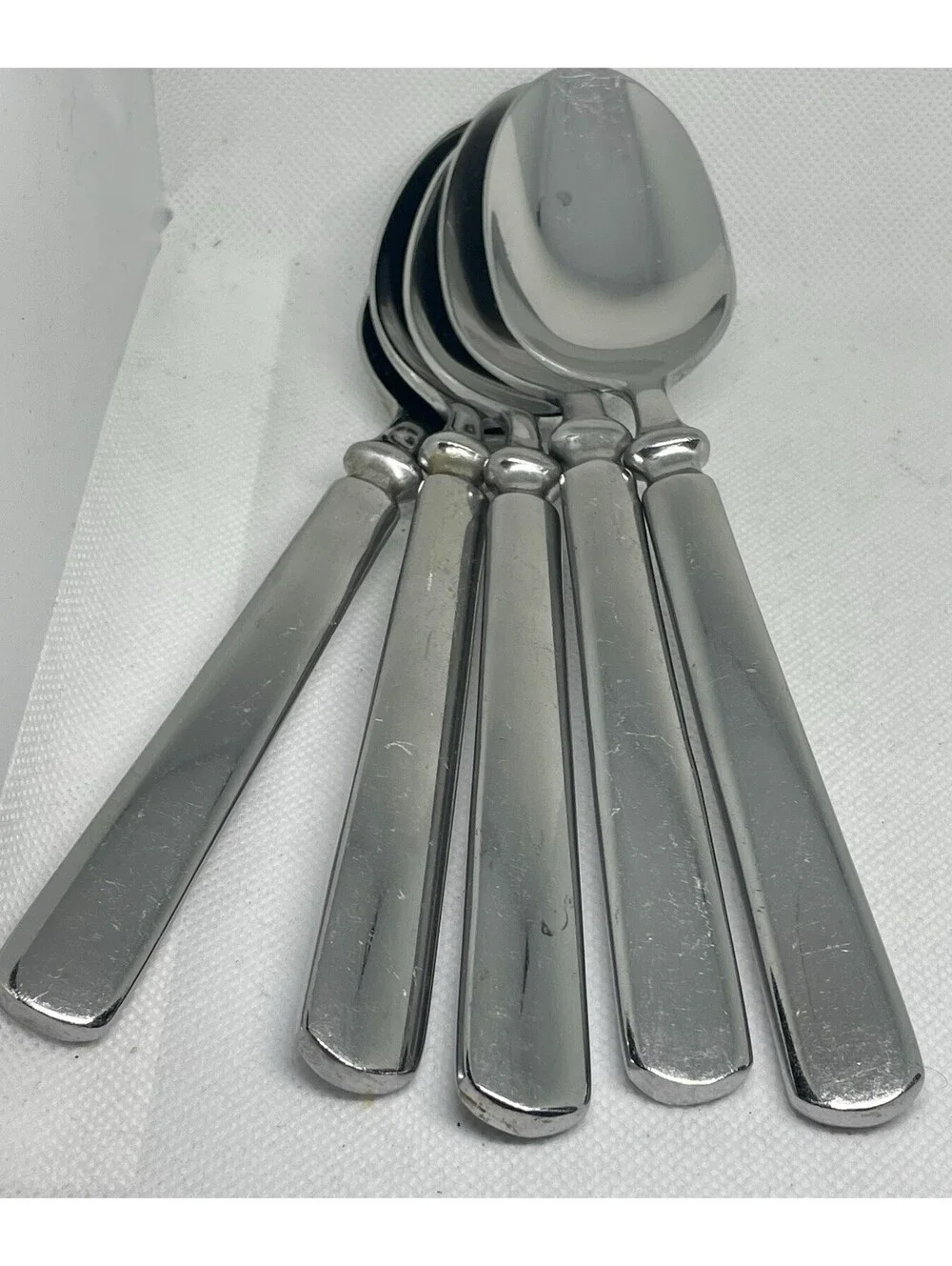 (5) Martha Stewart Essentials EMPIRE MSE Stainless China Place Spoon Lot ~ 7.75”